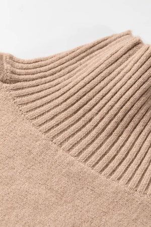Ribbed Trim Mock Neck Short Sleeve Sweater option 5