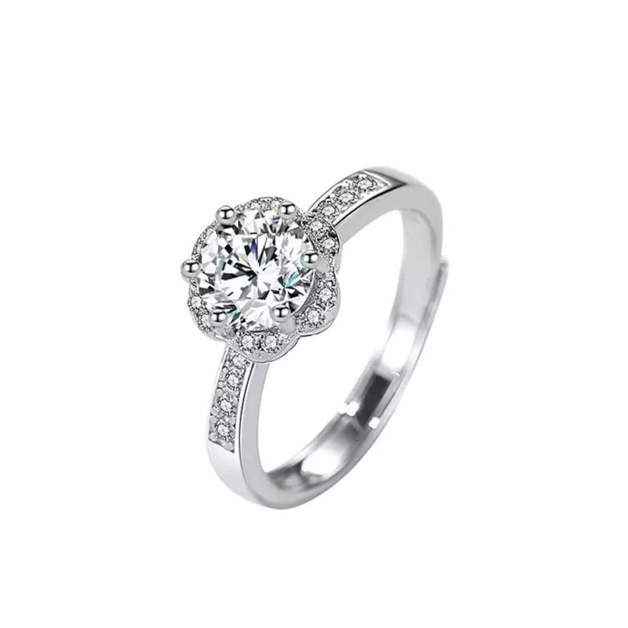 1 Carat Moissanite 925 Sterling Silver Ring in clear with moissanite stone