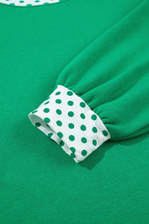 emerald green lounge set with elastic waist and long sleeve