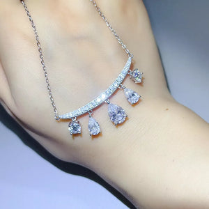 925 sterling silver,Moissanite Carat weight: 6ct Care instructions: Avoid wearin necklace in Silver with straight silhouette