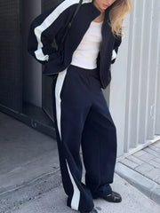 Zip Up Long Sleeve Outerwear And Pants Set in Brown, view 19