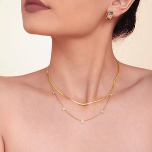 18K Gold-Plated, Stainless Steel, Titanium Steel, Zircon Care instructions: Avoi necklace in white with straight silhouette