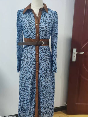 slate blue shirt dress with midi and button-front