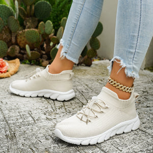Mesh Round Toe Lace Up Sneakers in Gray with round toe