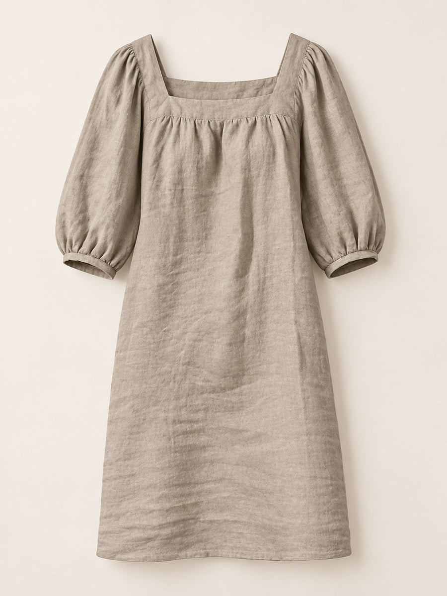 Light Blue relaxed mini dress with square neck