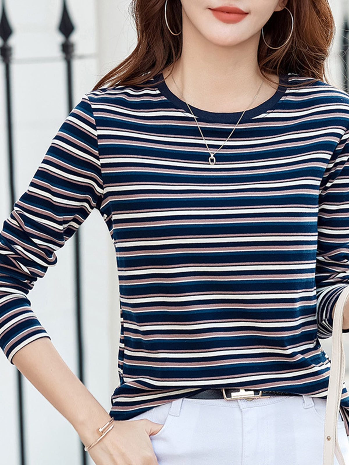 Green - Striped t-shirt