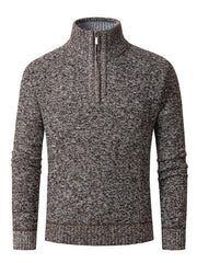 Light Gray zip-up sweater featuring stretch and textured