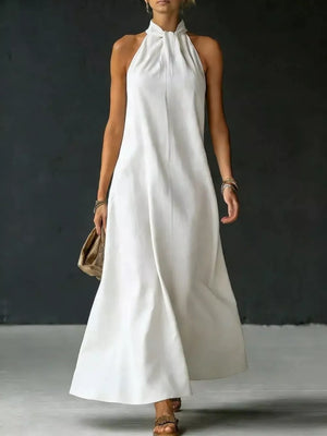 Pink Full Size Halter Neck Maxi Dress Plus Size