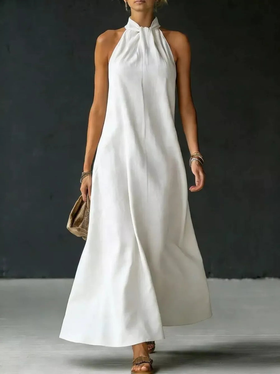 Pink Full Size Halter Neck Maxi Dress Plus Size