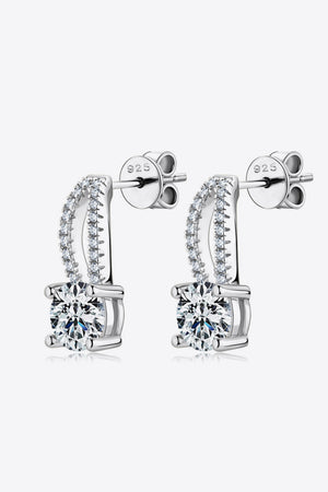 Silver drop earrings with clear cubic zirconia and 925 stamp