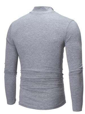 Coffee slim t-shirt with mock neck