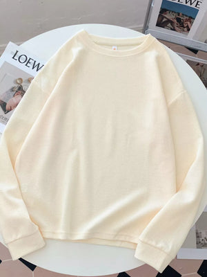 Orange-red Crew Neck Long Sleeve Sweatshirt