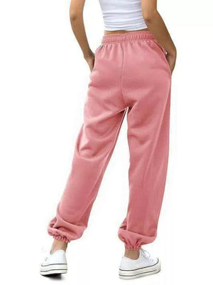 Loose Fit Drawstring Joggers in Pink, view 15