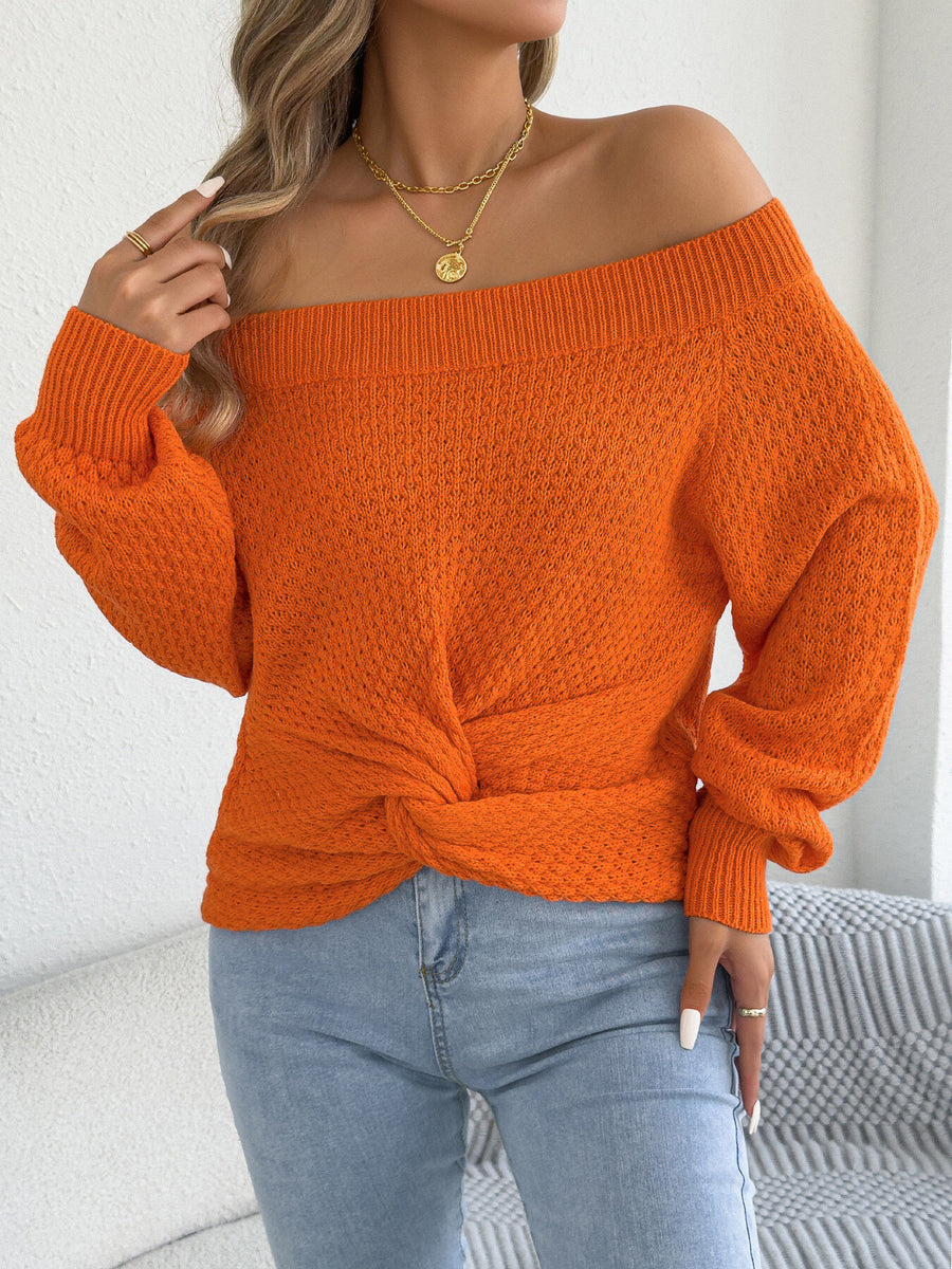 off-shoulder top in Burgundy with off-shoulder and long sleeve