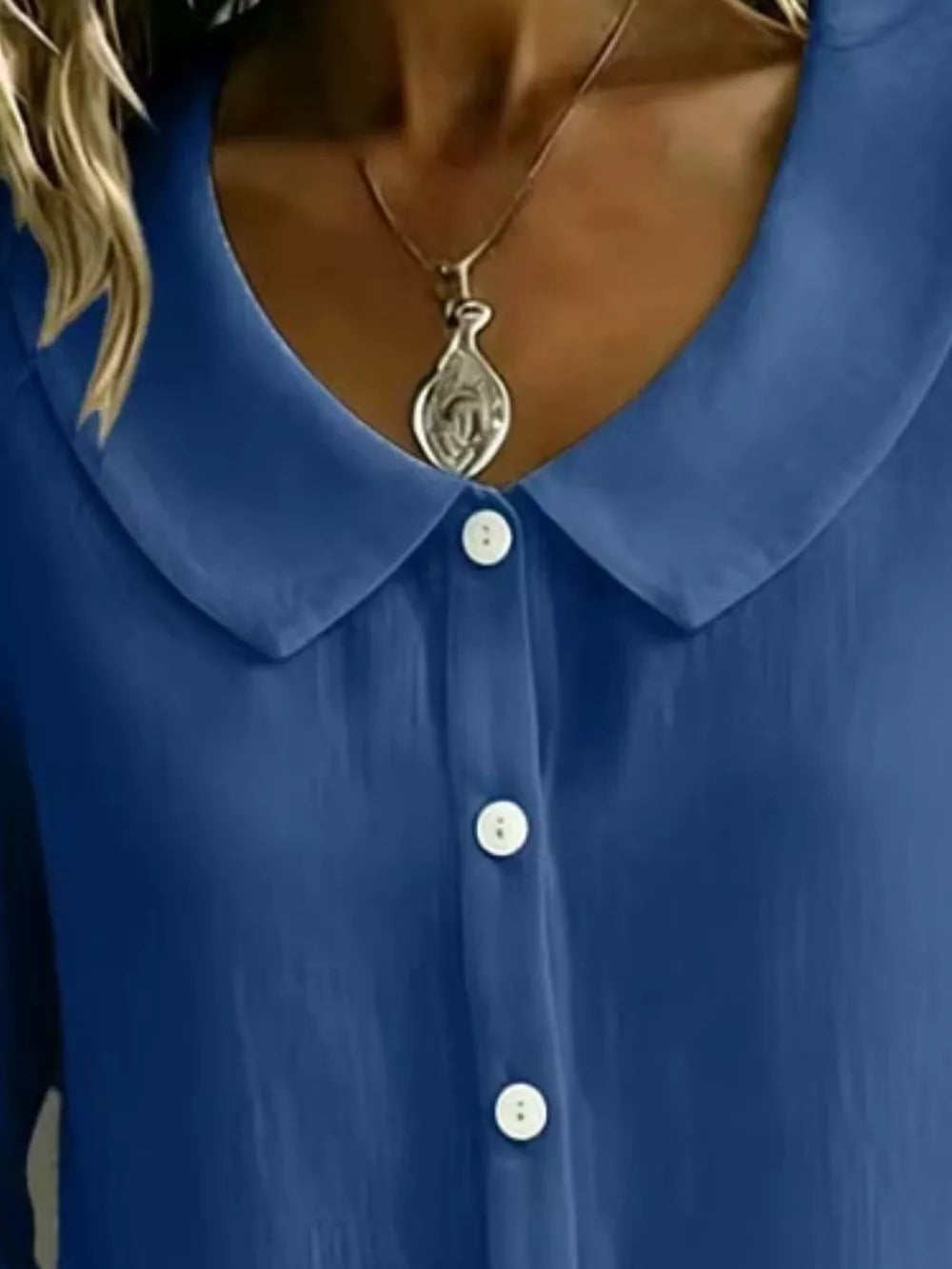 white relaxed button-down shirt with peter pan collar
