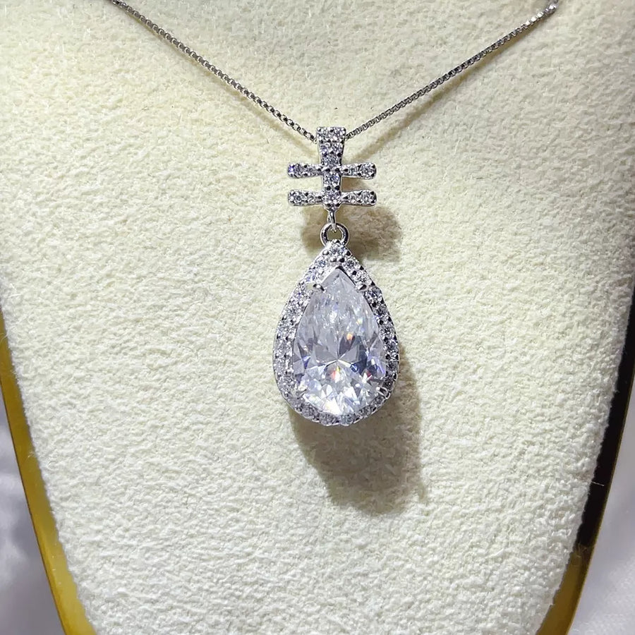 1 Carat Sterling Silver Teardrop Moissanite Necklace in this colorway