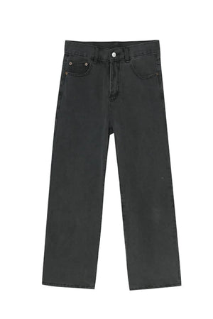 Wide-leg jeans in dark gray denim with a casual, relaxed fit.