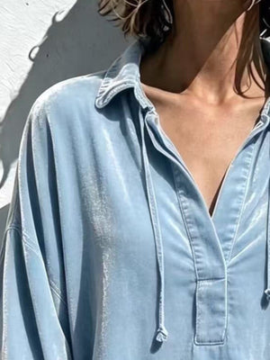 terracotta oversized blouse with collared