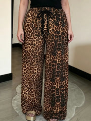 100% polyester Care instructions: Machine wash cold wide-leg pants in Light Leopard with wide-leg silhouette