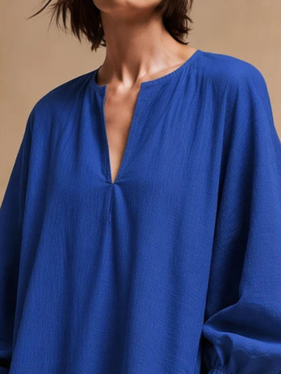 Cerise loose mini dress with v-neck