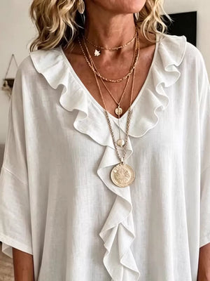 100% polyester Care instructions: Machine wash cold blouse in White with relaxed silhouette