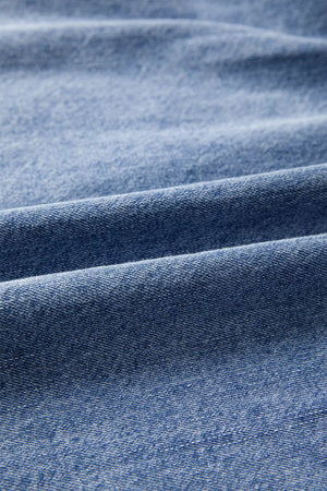 medium wash denim blue mini dress