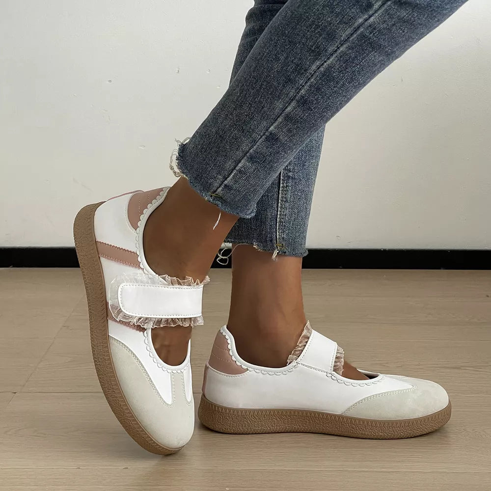 White Round Toe Slip-ons