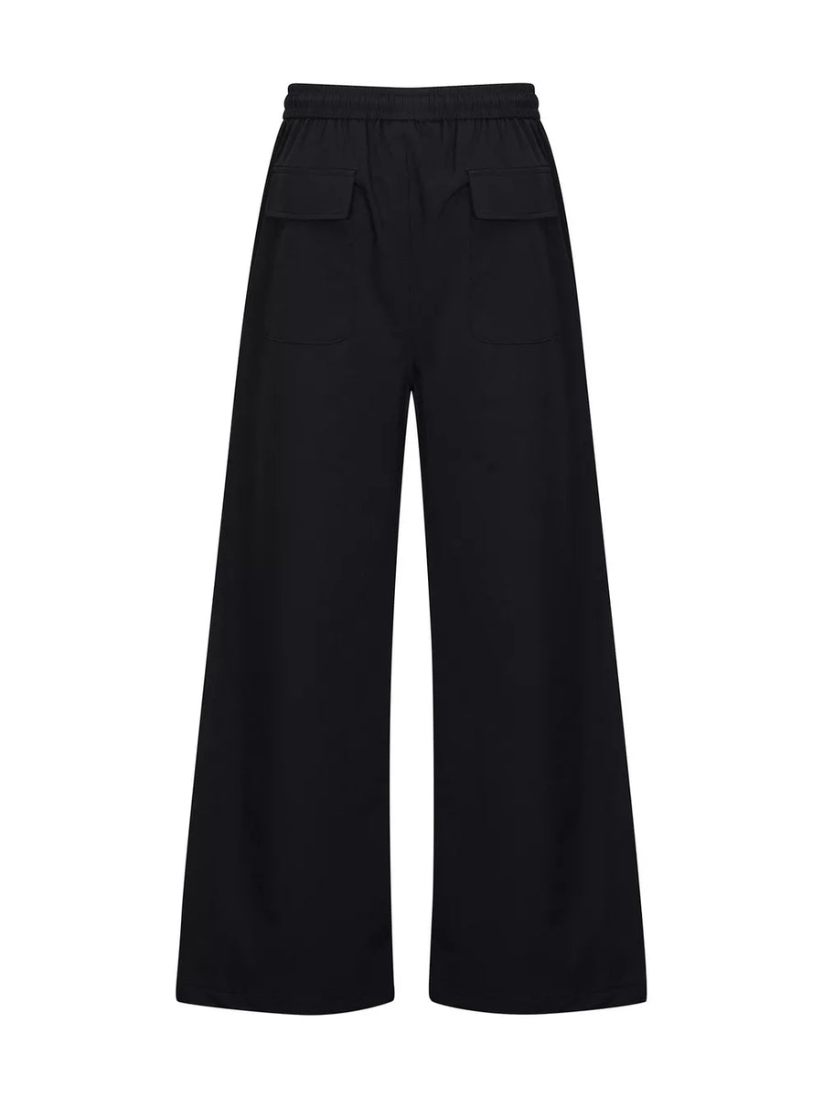 wide-leg pants in Light Gray with striped and drawstring waist