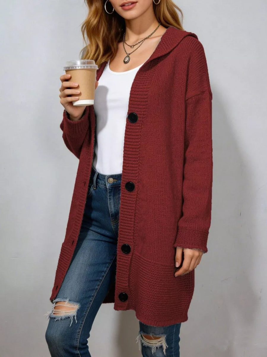 Black relaxed cardigan with hooded