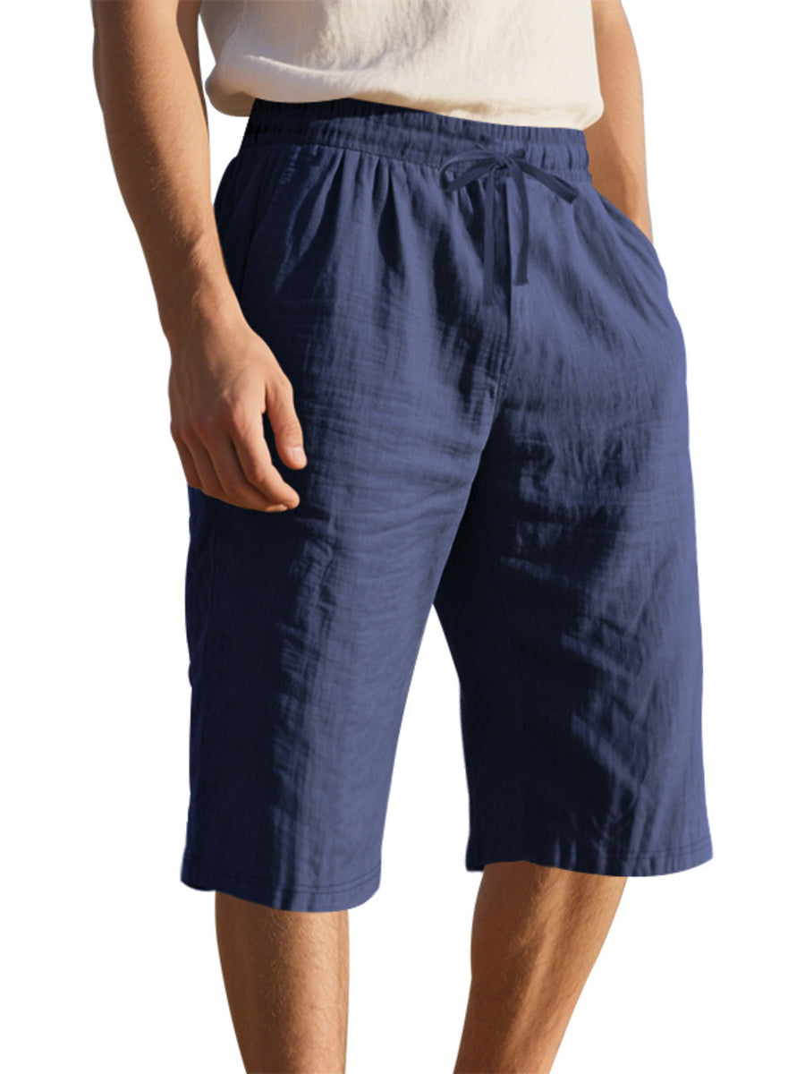 Men's Casual Drawstring Bermuda Shorts Plus Size in Black