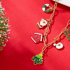 necklace in red with novelty and charm details