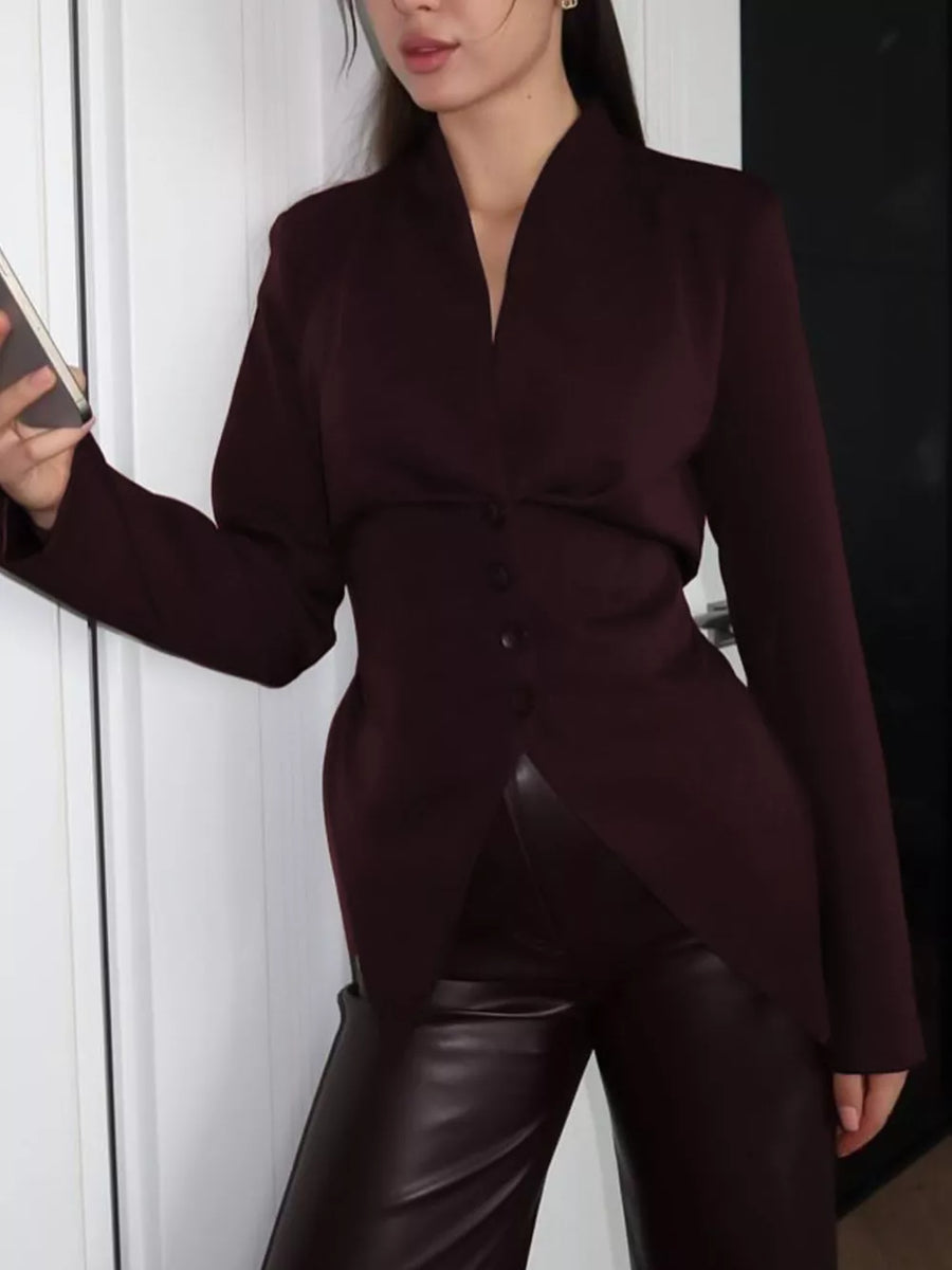 Slim-fit Asymmetric Hem Blazer in Black with asymmetric hem