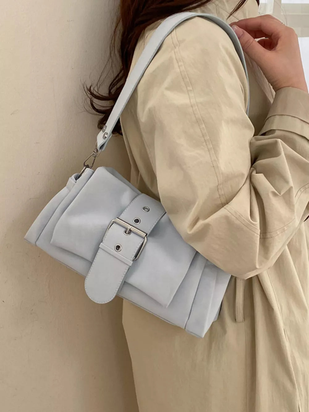 Buckle Detail Crossbody Bag in Blue
