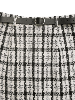 midi skirt in black with high-waisted and midi