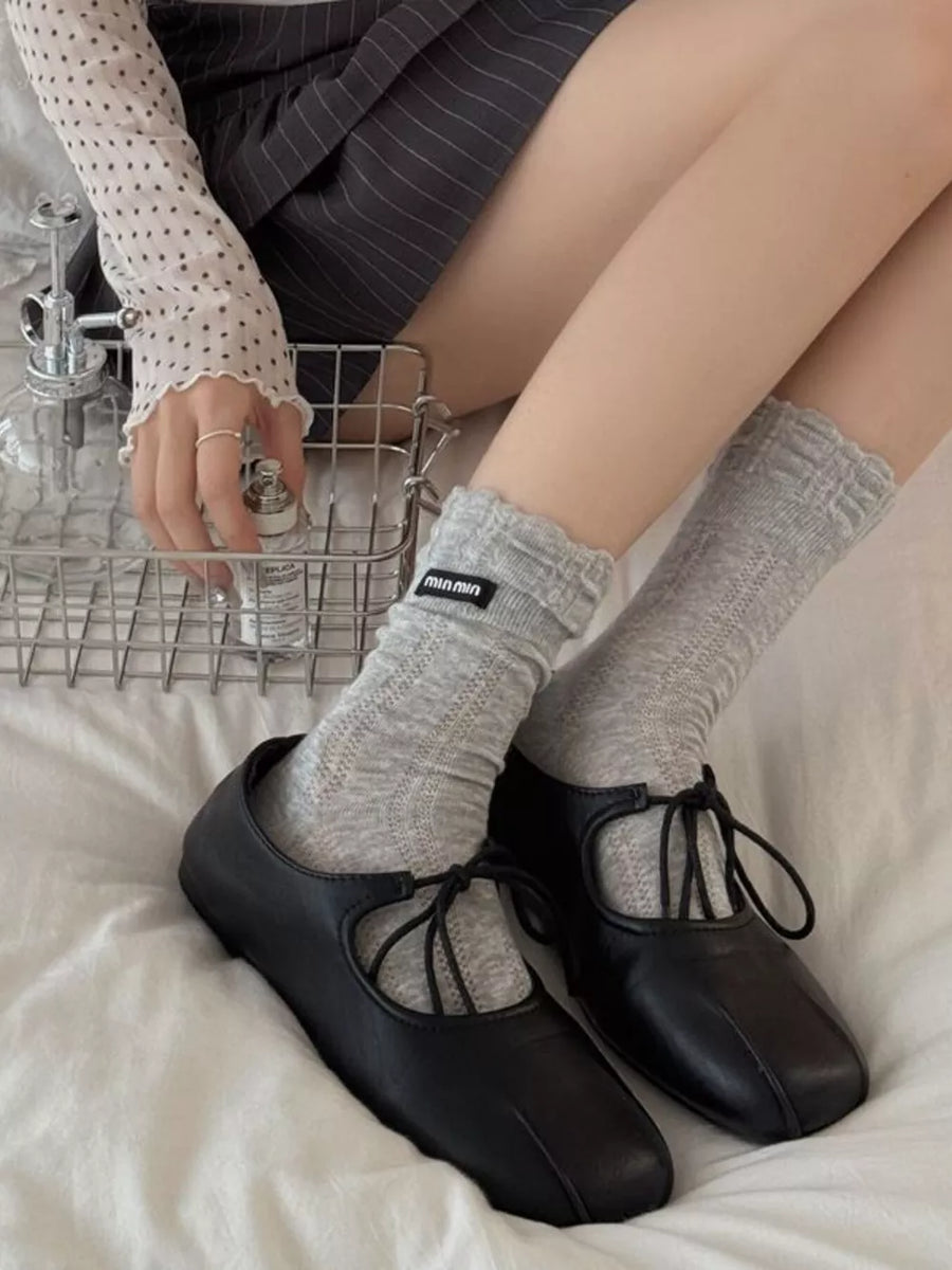 Light Gray socks with crew length and pullover