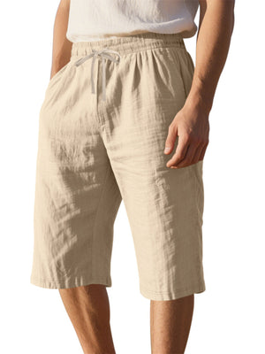 Men's Casual Drawstring Bermuda Shorts Plus Size in Light Blue, view 19