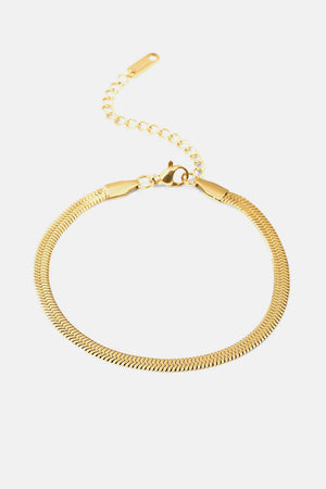 Gold herringbone chain bracelet with adjustable clasp