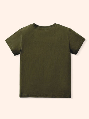 Toddler green crew neck t-shirt with short sleeves