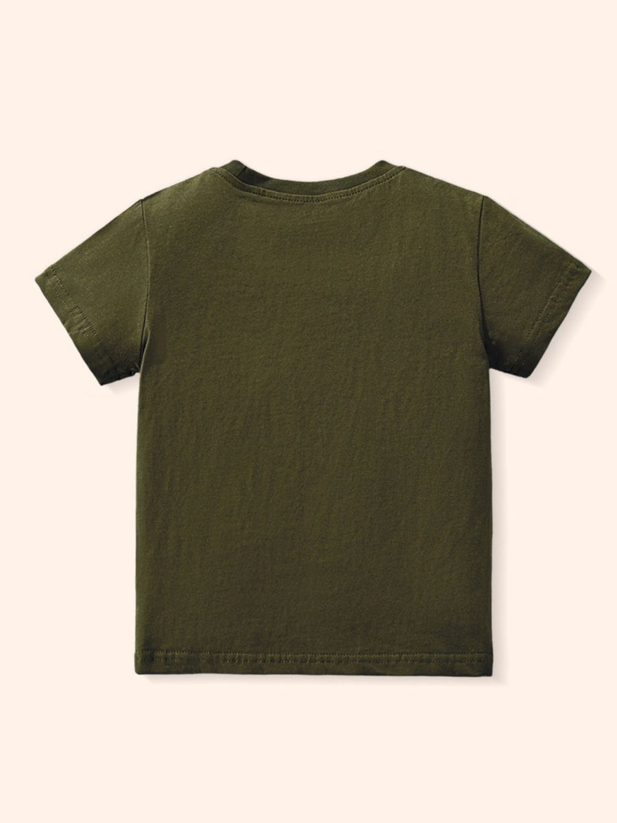 Toddler green crew neck t-shirt with short sleeves