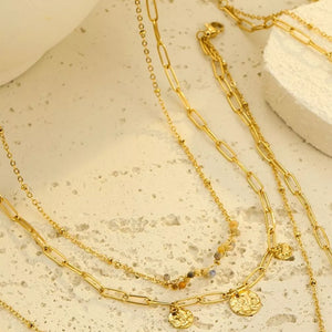 18k Gold-plated Double-layered Necklace in gold with double-layered
