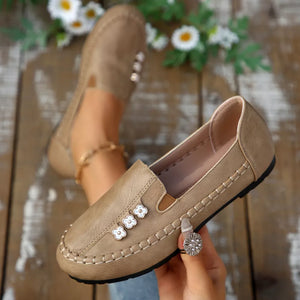 Round Toe Slip-ons in Dark Blue with round toe