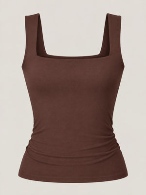 tank top in Light Blue with ribbed and waist-length