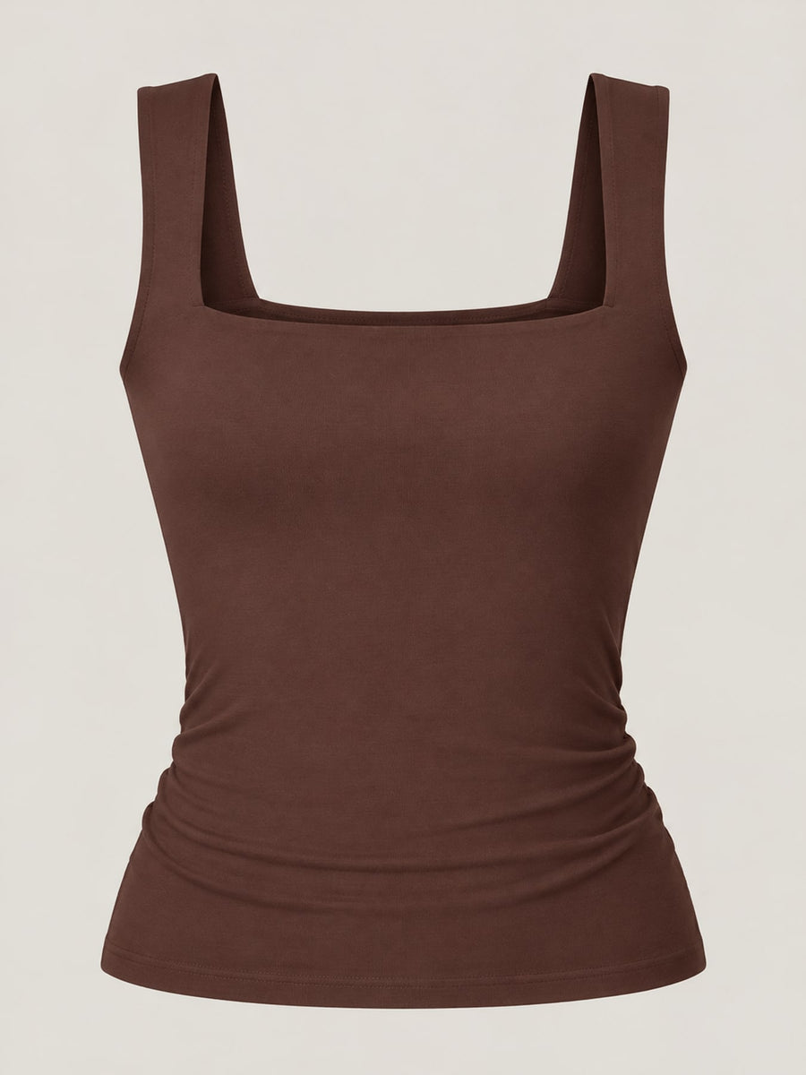 tank top in Light Blue with ribbed and waist-length