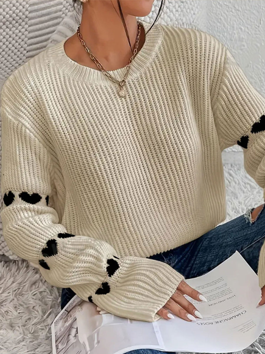 pullover sweater in Black with ribbed and hip-length