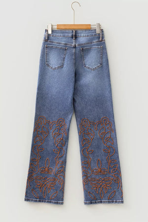 Embroidered Flare Leg Jeans option 8