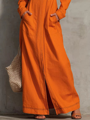 orange maxi dress with maxi and pullover