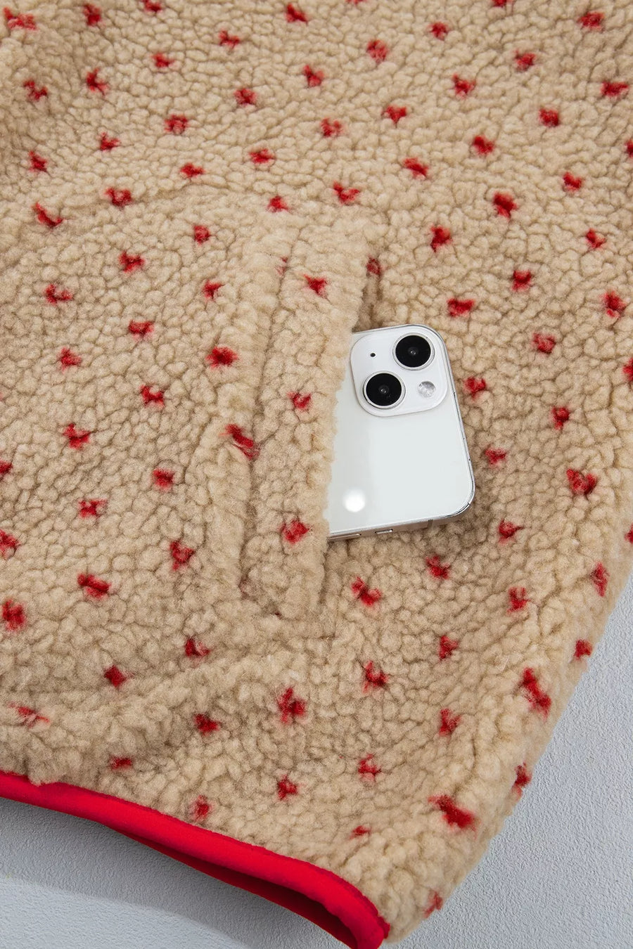 Heart Pattern Fleece Colorblock Collar Sweatshirt option 9
