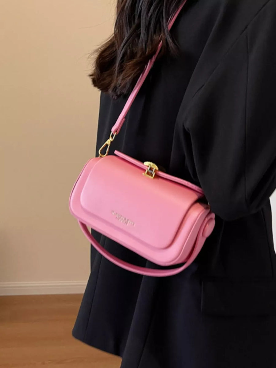 Pu Leather Flap Crossbody Bag in Pink, view 11