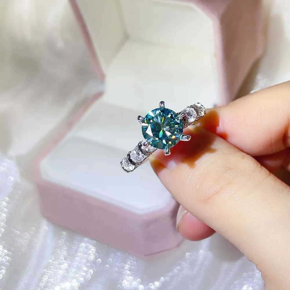 0.3 Carat Round Moissanite Sterling Silver Ring option 3