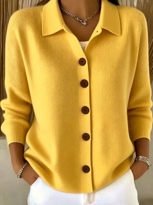 Button-up Long Sleeve Cardigan in Orange